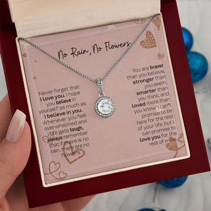 Thoughtful Gift for Daughter - Eternal Hope Necklace with No Rain No Flowers Card