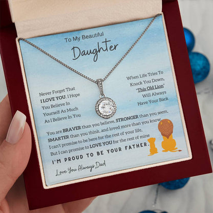 Eternal Hope Necklace with 'To My Daughter - Lion - From Dad' - Sentimental Christmas Gift