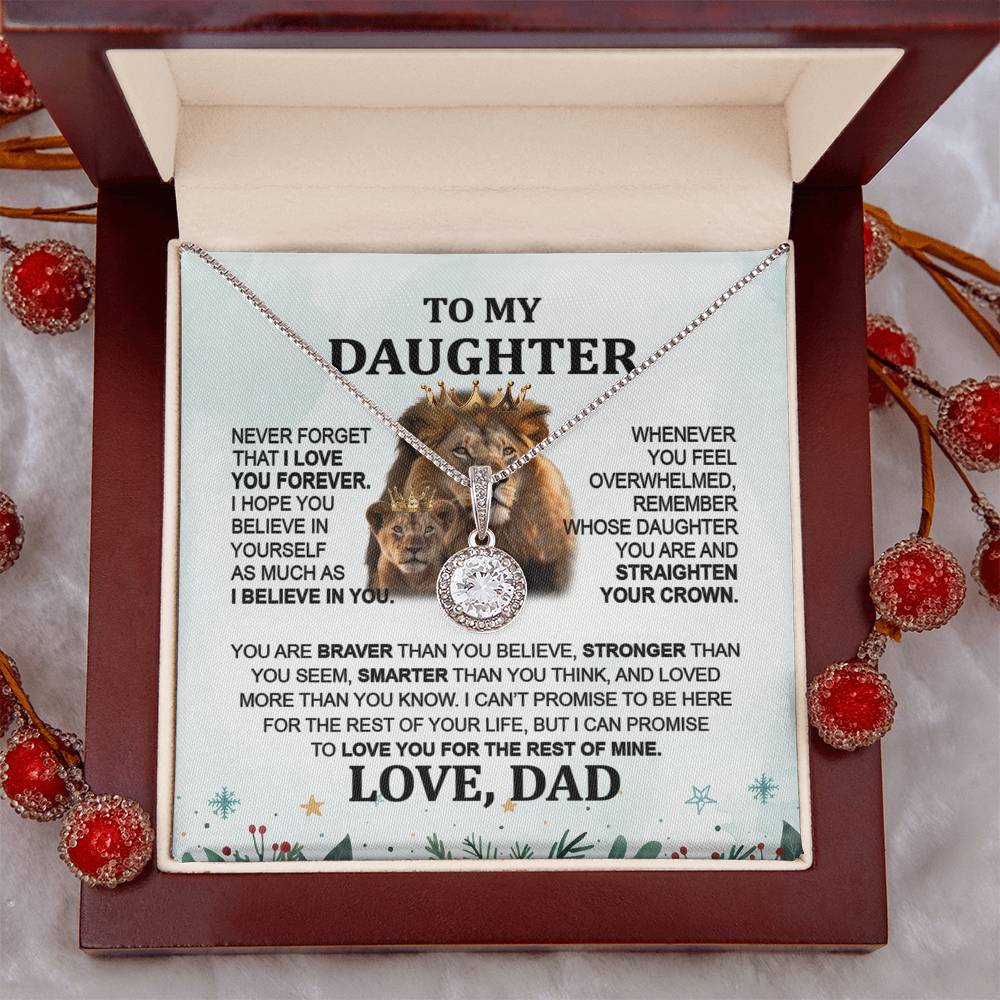 Meaningful Gift for Daughter from Dad - Lion Eternal Hope Necklace for Holidays