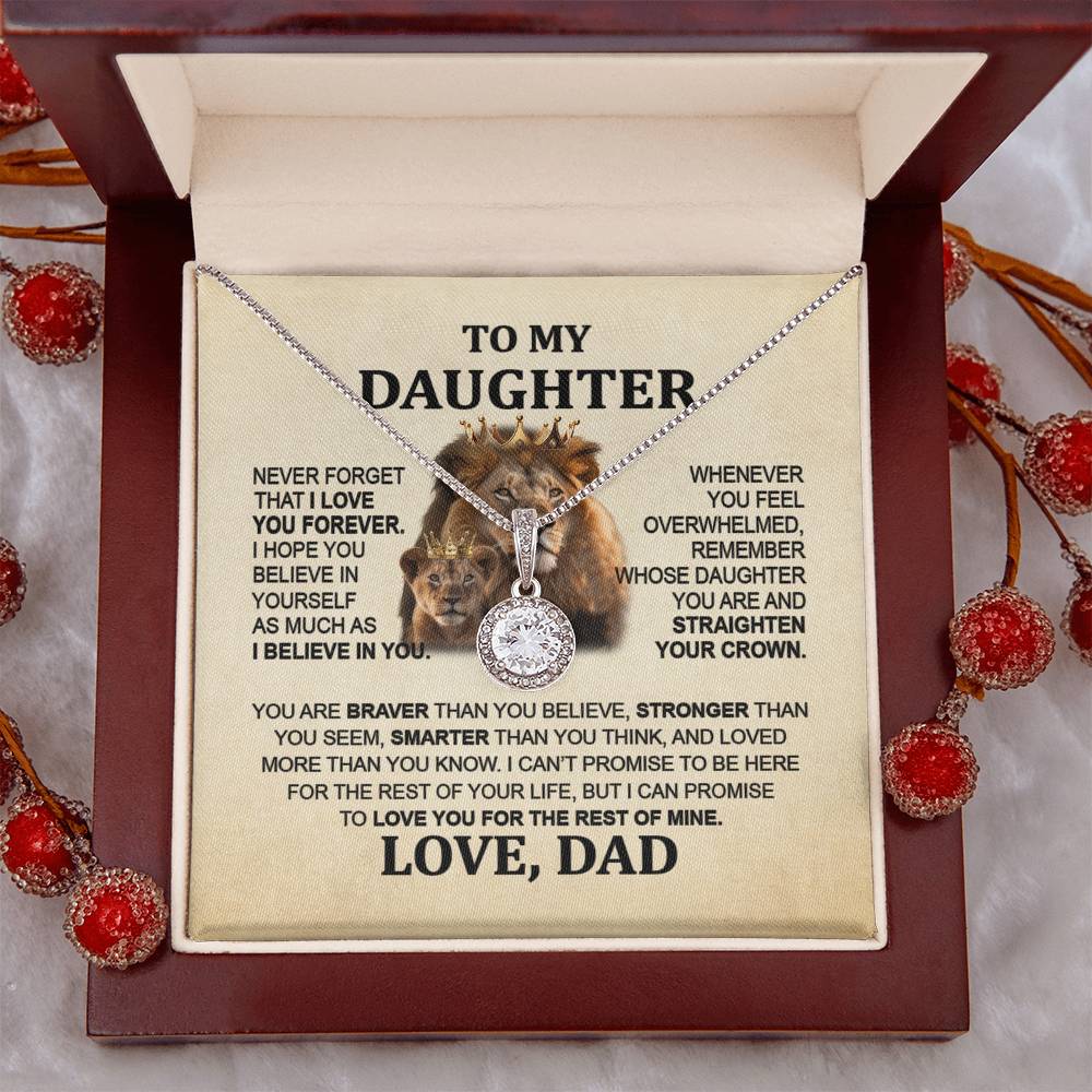 Sentimental Lion Necklace from Dad - Eternal Hope Pendant for Daughter