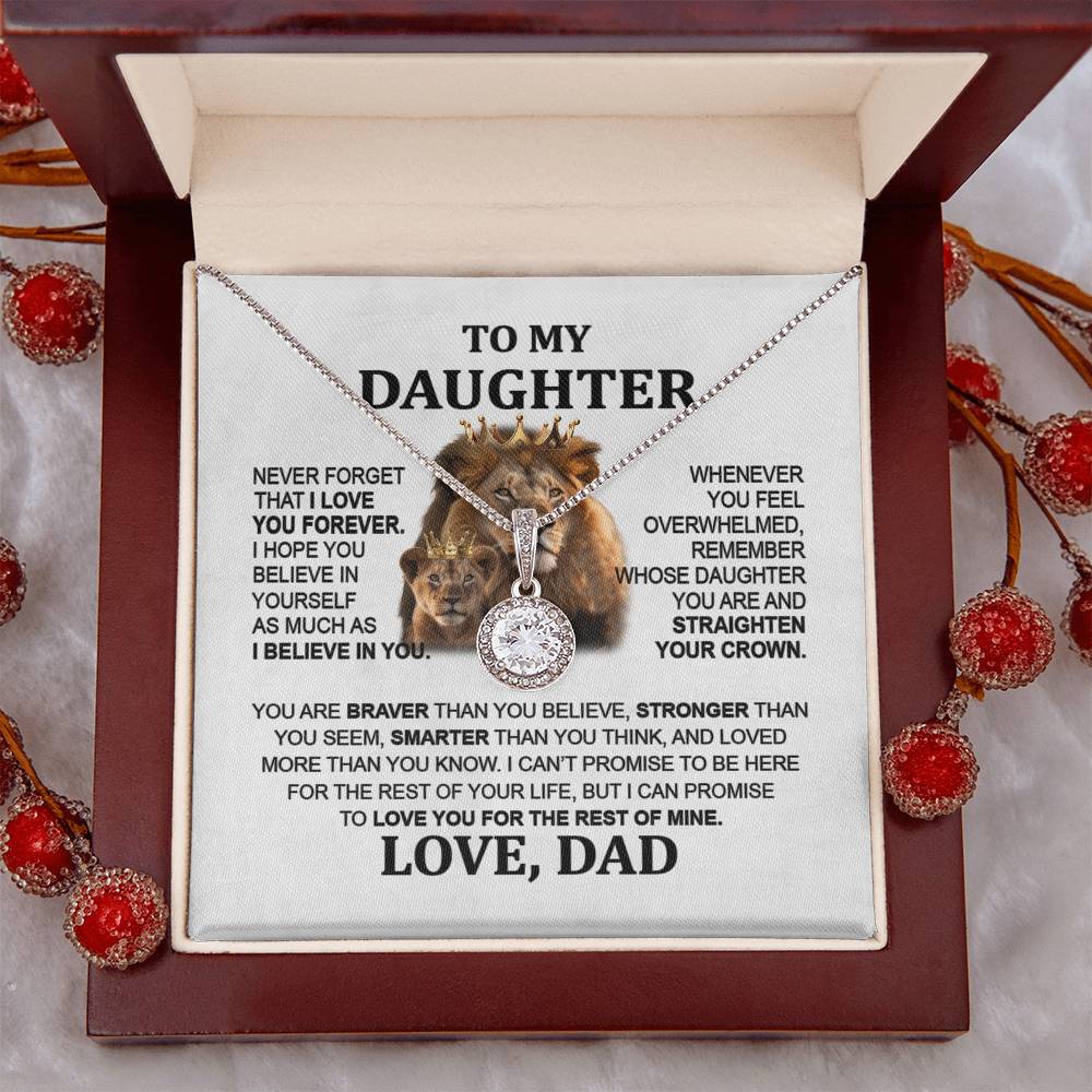 To My Daughter - Lion Eternal Hope Necklace from Dad, Perfect Christmas Gift