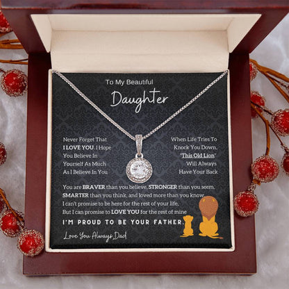 From Dad to Daughter - Lion Eternal Hope Necklace, Meaningful Gift for Birthday