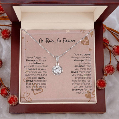 Thoughtful Gift for Daughter - Eternal Hope Necklace with No Rain No Flowers Card