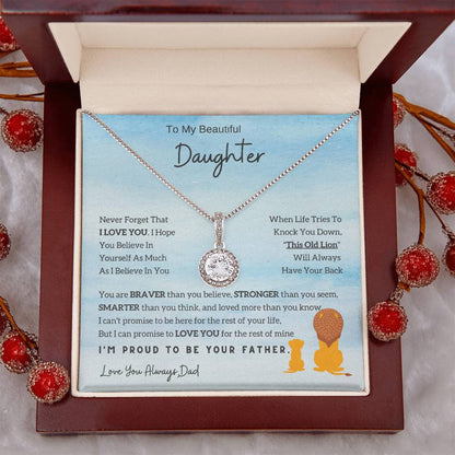 Eternal Hope Necklace with 'To My Daughter - Lion - From Dad' - Sentimental Christmas Gift