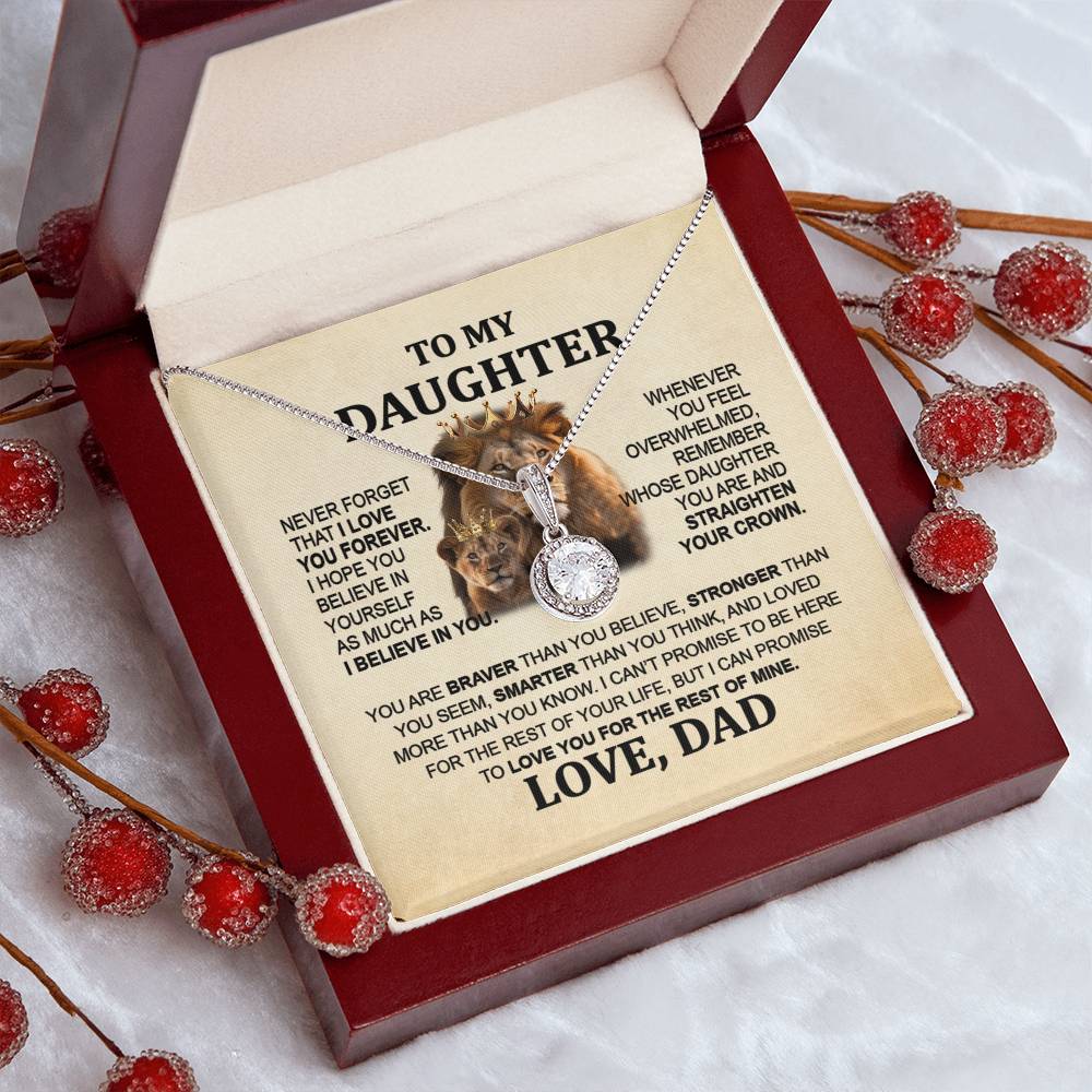 Sentimental Lion Necklace from Dad - Eternal Hope Pendant for Daughter