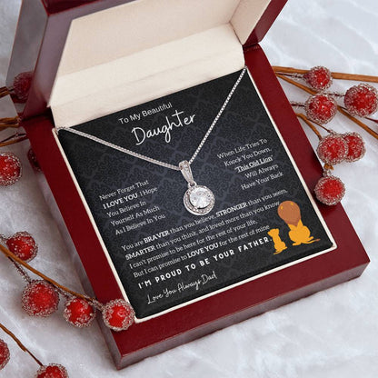 From Dad to Daughter - Lion Eternal Hope Necklace, Meaningful Gift for Birthday