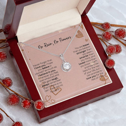 Thoughtful Gift for Daughter - Eternal Hope Necklace with No Rain No Flowers Card