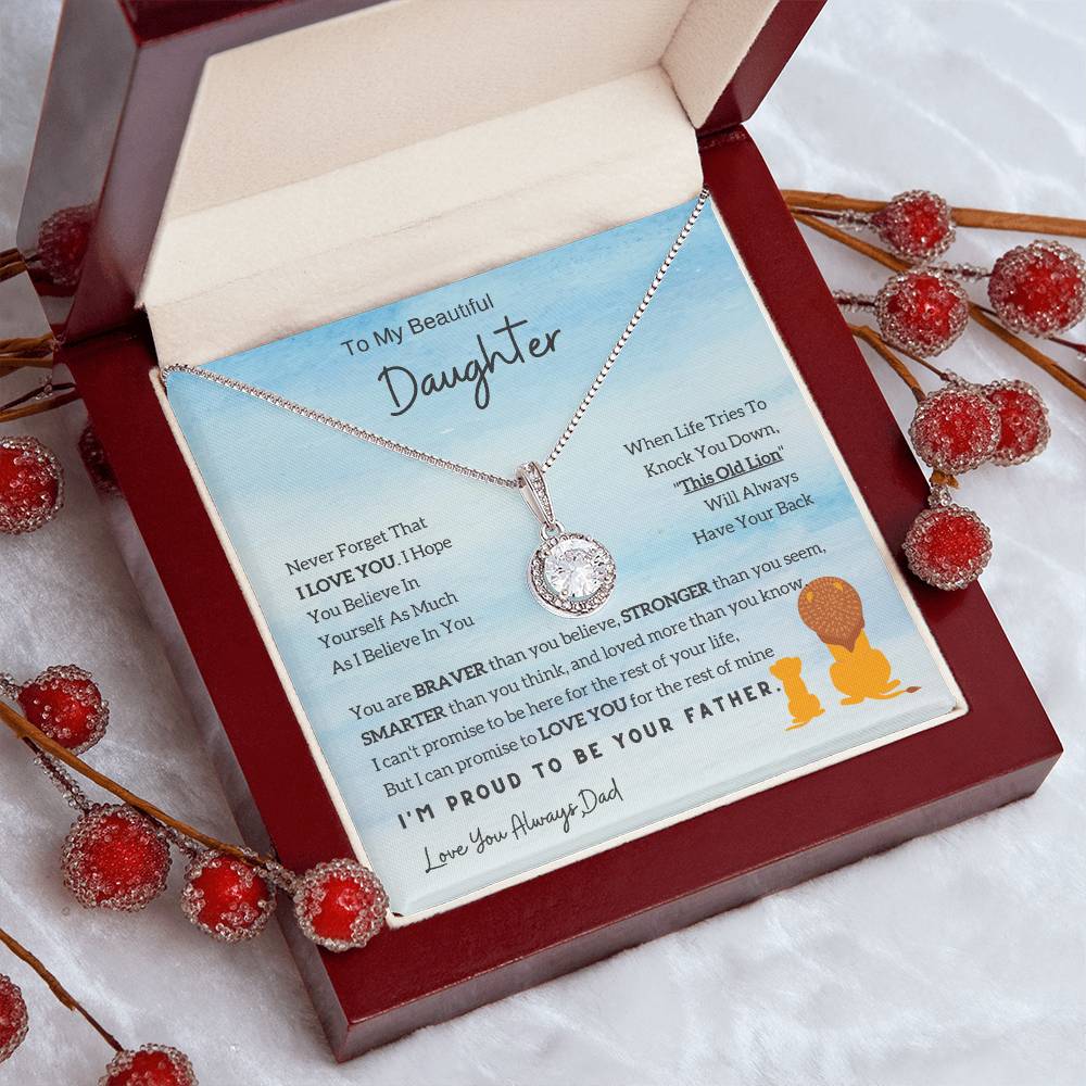 Eternal Hope Necklace with 'To My Daughter - Lion - From Dad' - Sentimental Christmas Gift