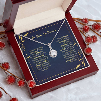 Eternal Hope Necklace with 'No Rain No Flowers' Message - Christmas Gift for Daughter