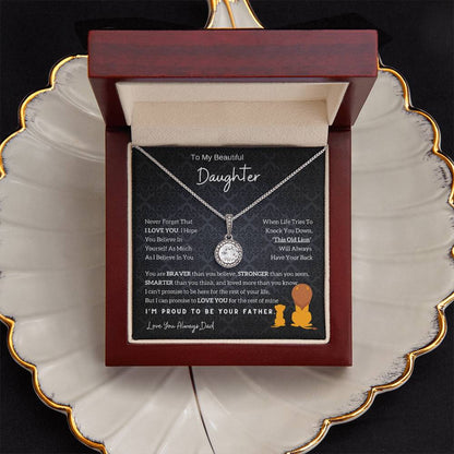 From Dad to Daughter - Lion Eternal Hope Necklace, Meaningful Gift for Birthday