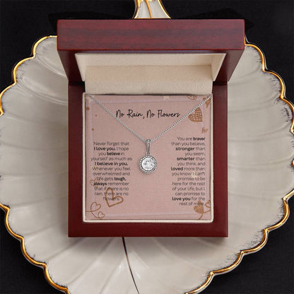 Thoughtful Gift for Daughter - Eternal Hope Necklace with No Rain No Flowers Card