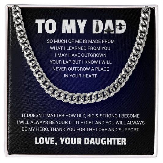 To My Dad - Love Your Daughter Cuban Link Chain - Gift For Dad From Daughter