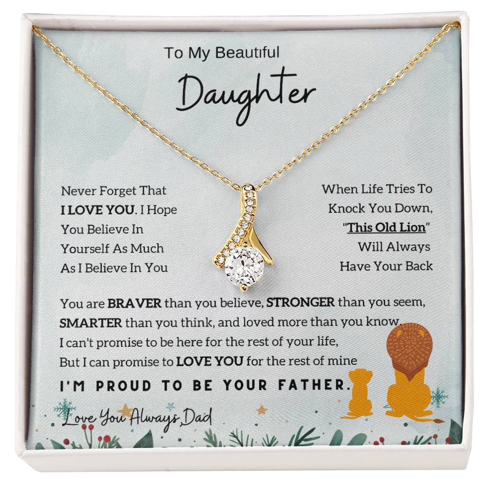 To My Daughter Alluring Beauty necklace - From Dad - Lion  Christmas Gift idea for Daughter