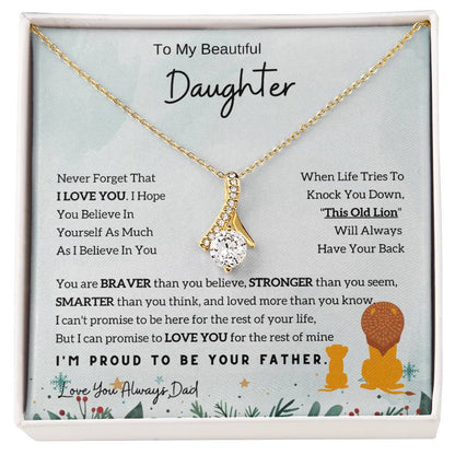 To My Daughter Alluring Beauty necklace - From Dad - Lion  Christmas Gift idea for Daughter