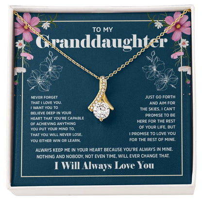 Alluring Beauty Necklace with 'To My Granddaughter' Message - Perfect Christmas Gift