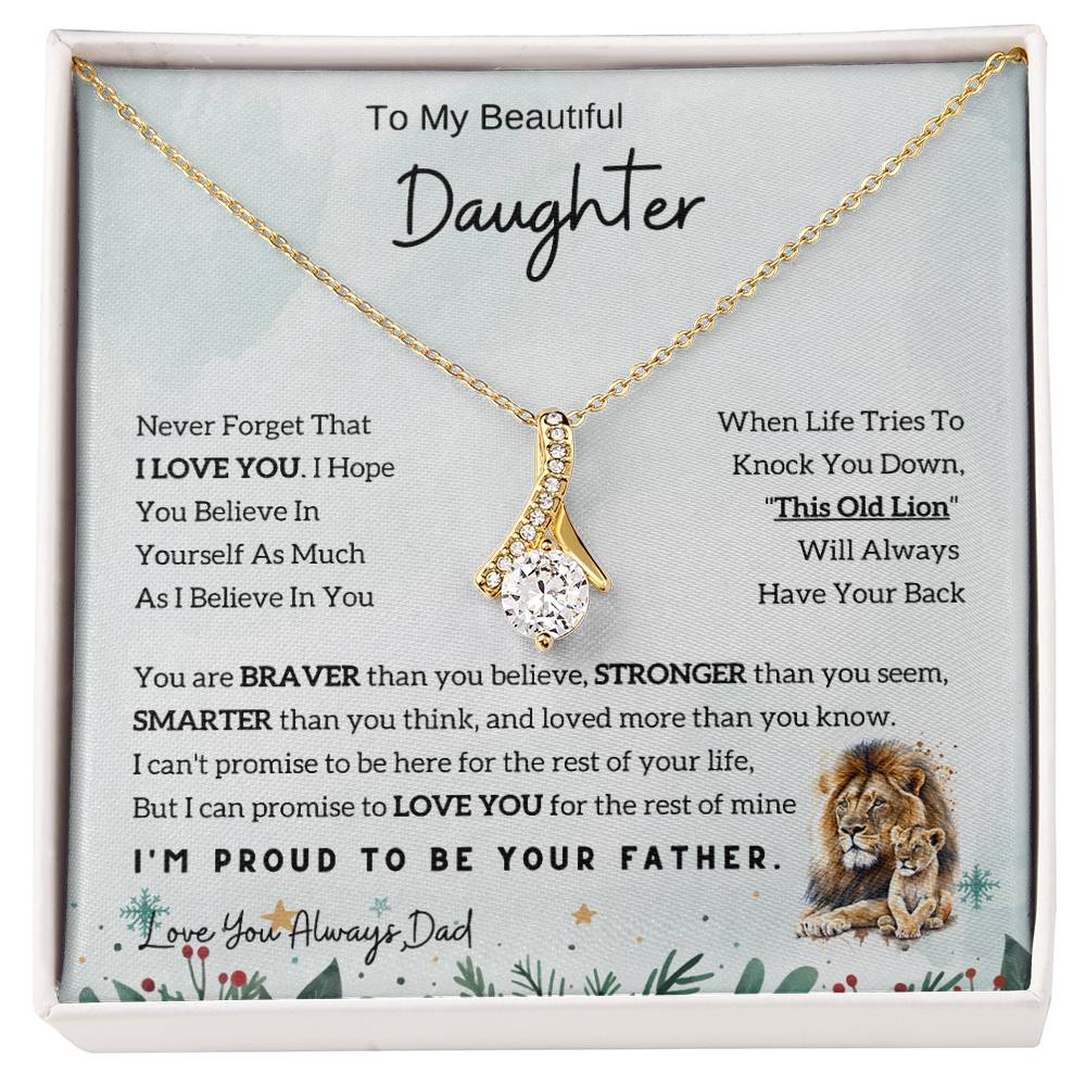 To My Daughter Alluring Beauty necklace - From Dad - Lion  Christmas Gift idea