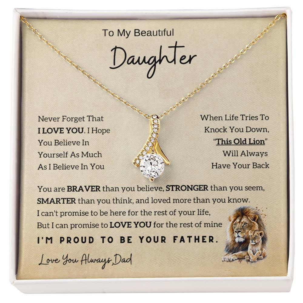 To My Daughter Alluring Beauty Necklace From Dad - Lion - Gift Idea For Daughter