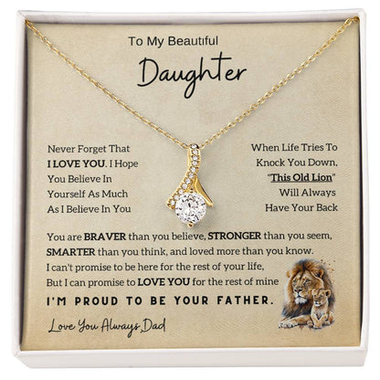 To My Daughter Alluring Beauty Necklace From Dad - Lion - Gift Idea For Daughter