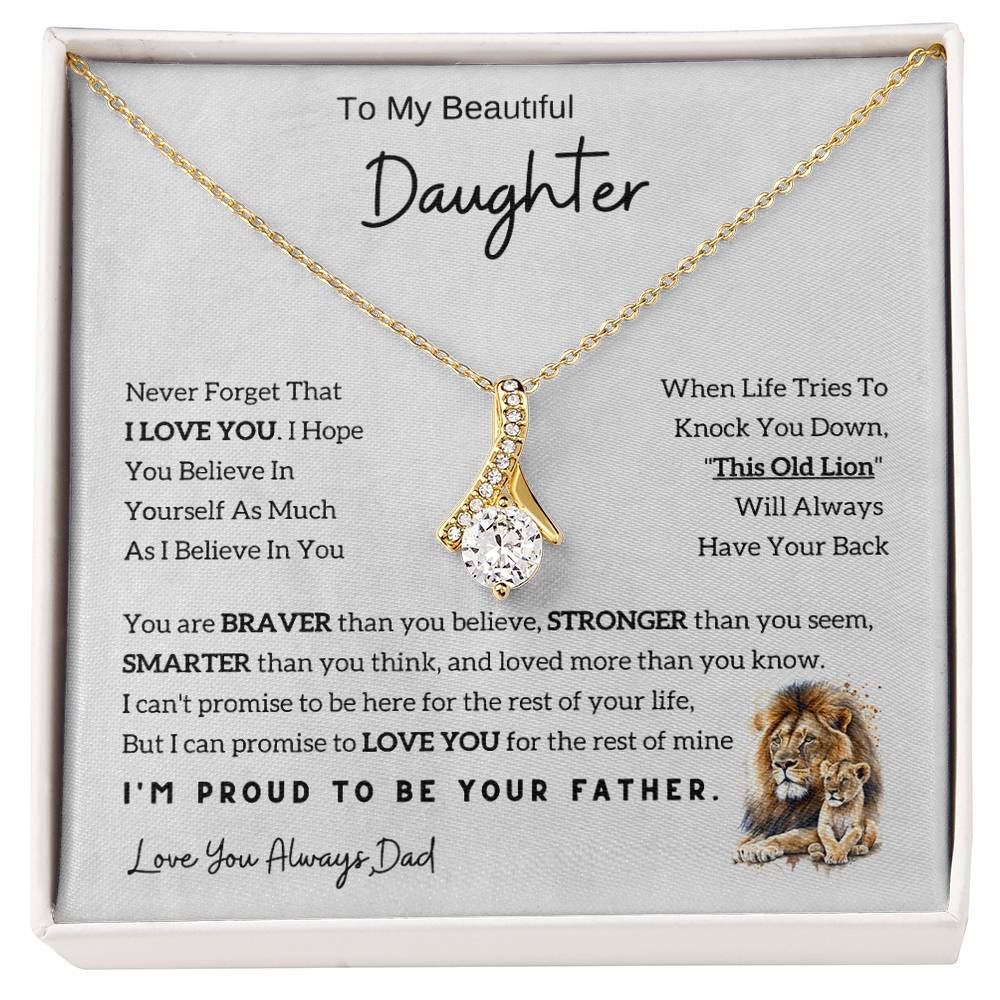 To My Daughter Alluring Beauty necklace - From Dad - Lion  Christmas Gift idea for Daughter