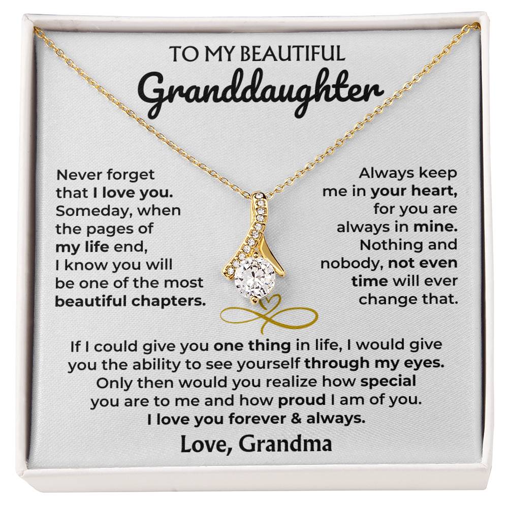 Alluring Beauty Necklace with 'To My Granddaughter' Message - Heartfelt Gift for Granddaughter