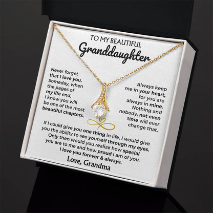 Alluring Beauty Necklace with 'To My Granddaughter' Message - Heartfelt Gift for Granddaughter