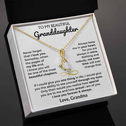 Alluring Beauty Necklace with 'To My Granddaughter' Message - Heartfelt Gift for Granddaughter