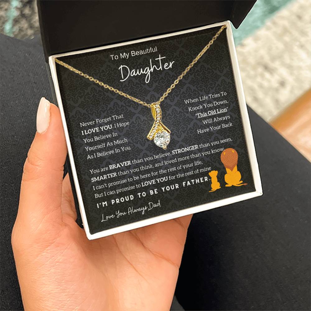 To My Daughter Alluring Beauty necklace - From Dad - Lion