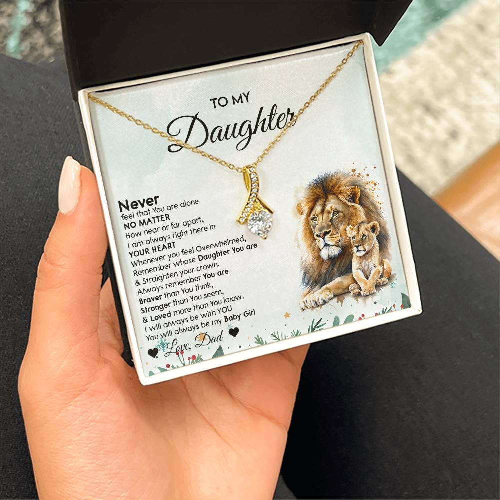 To My Daughter Alluring Beauty necklace - From Dad - Lion Christmas Gift idea for Daughter