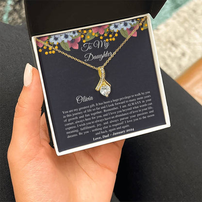 Personalized Name Gift for Daughter - To My Daughter Alluring Beauty necklace - From Dad