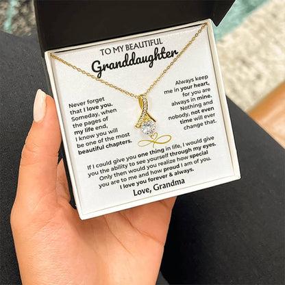 Alluring Beauty Necklace with 'To My Granddaughter' Message - Heartfelt Gift for Granddaughter