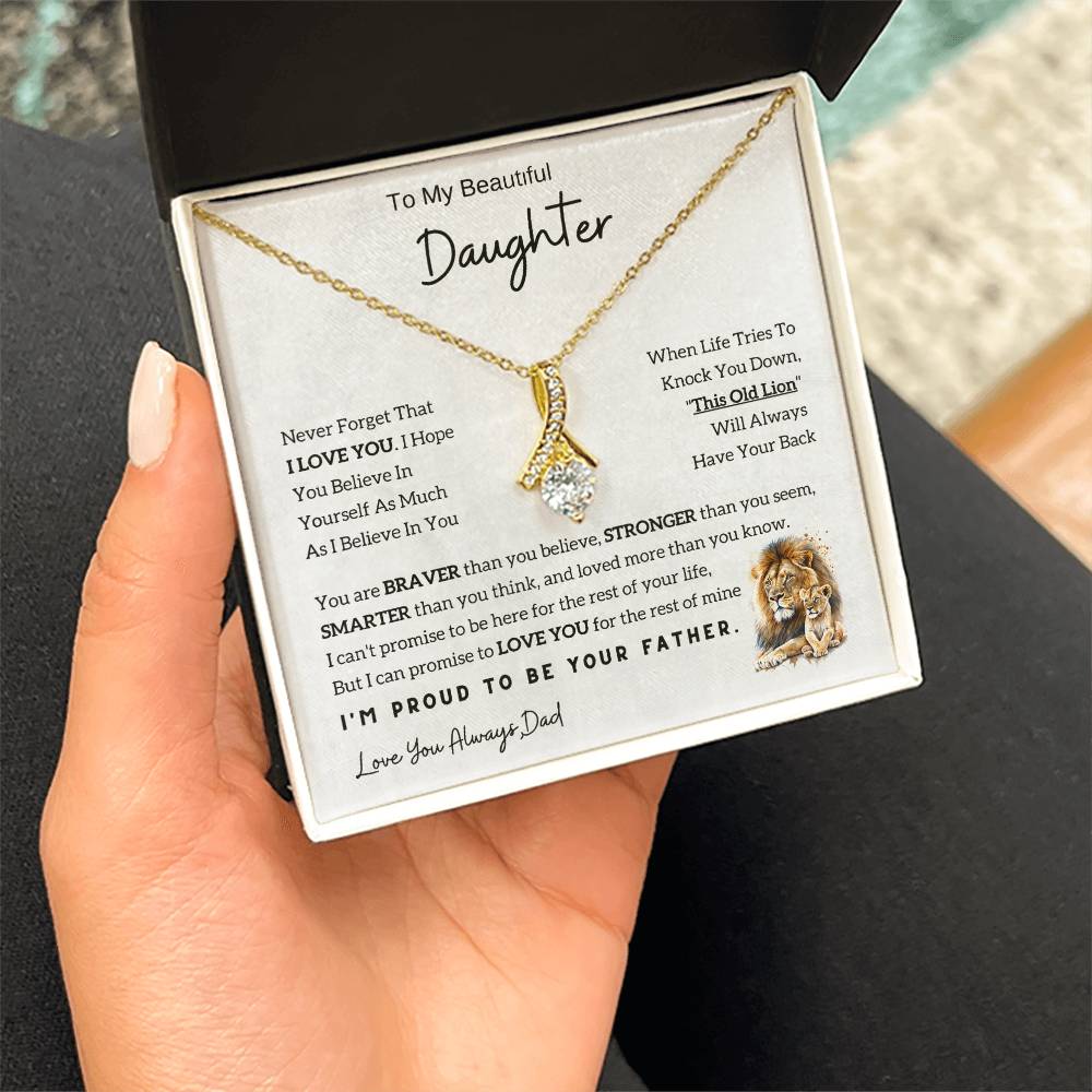 To My Daughter Alluring Beauty necklace - From Dad - Lion  Christmas Gift idea for Daughter