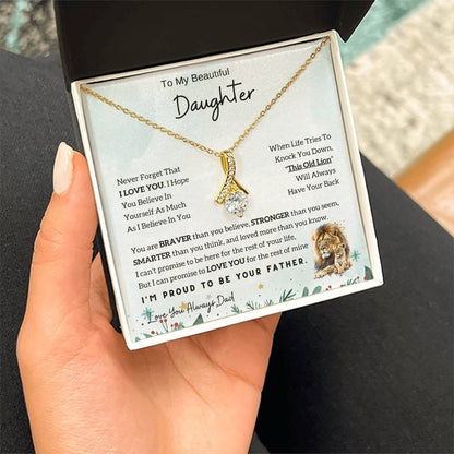 To My Daughter Alluring Beauty necklace - From Dad - Lion  Christmas Gift idea