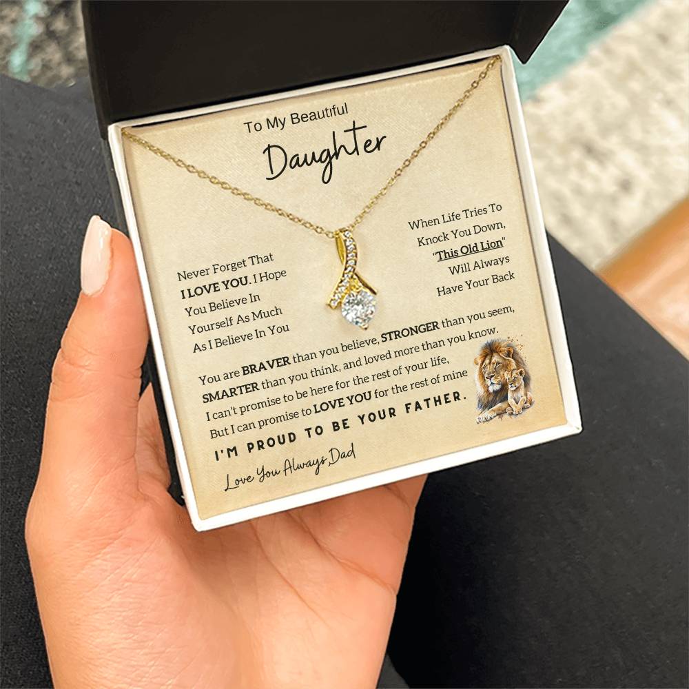 To My Daughter Alluring Beauty Necklace From Dad - Lion - Gift Idea For Daughter