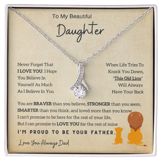 To My Daughter Alluring Beauty necklace - From Dad - Lion - Gift Idea For Daughter