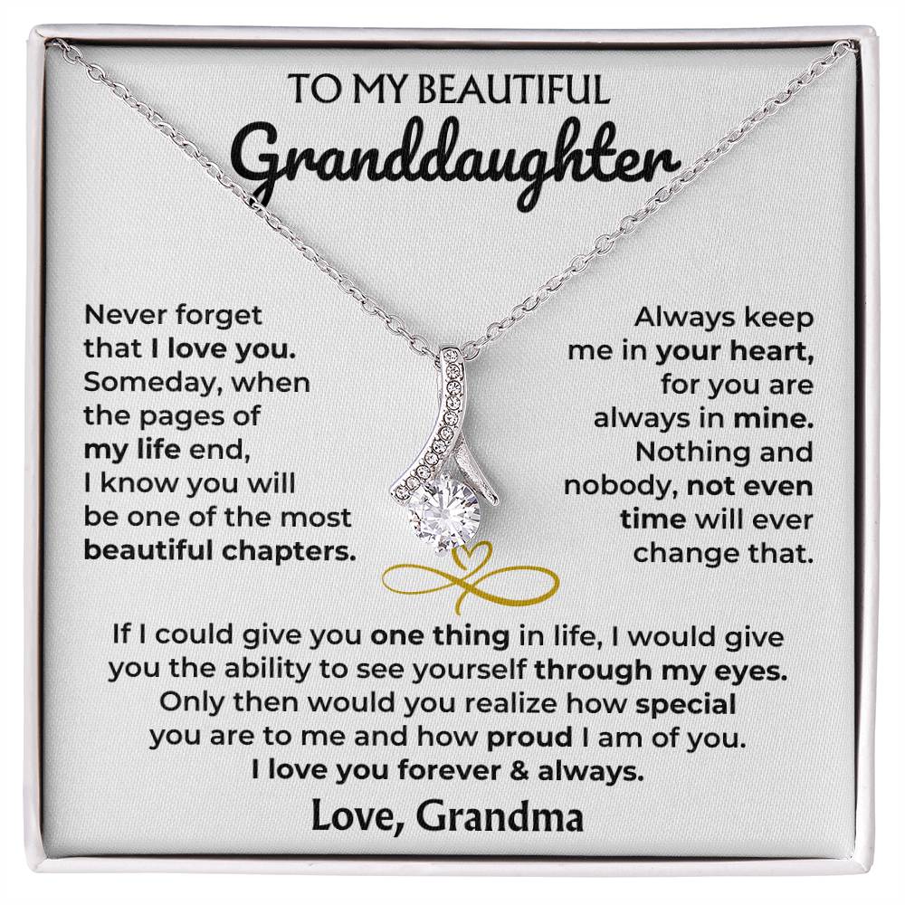 Alluring Beauty Necklace with 'To My Granddaughter' Message - Heartfelt Gift for Granddaughter