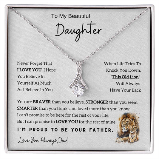 To My Daughter Alluring Beauty necklace - From Dad - Lion  Christmas Gift idea for Daughter