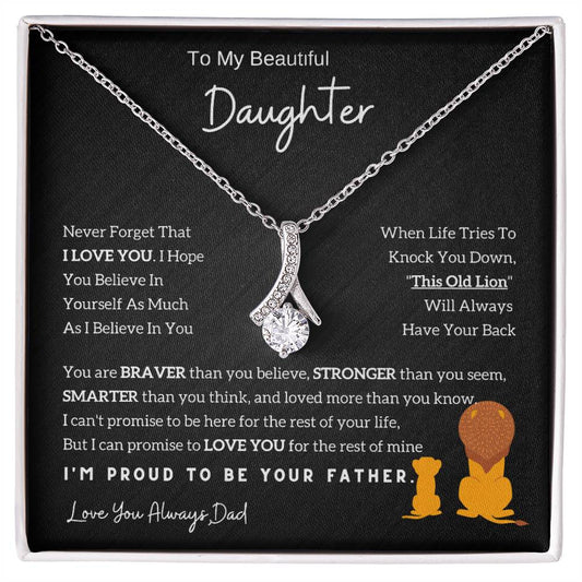 To My Daughter Alluring Beauty necklace - From Dad - Lion  Gift idea for Daughter