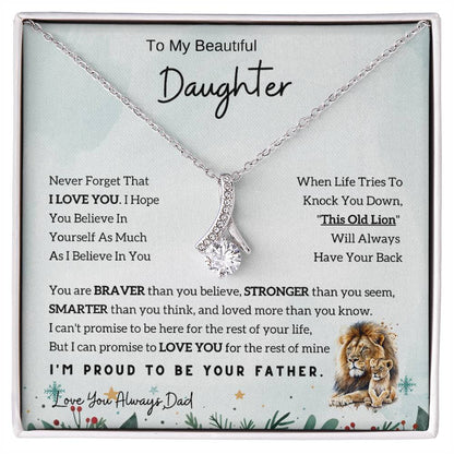 To My Daughter Alluring Beauty necklace - From Dad - Lion  Christmas Gift idea