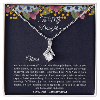 Personalized Name Gift for Daughter - To My Daughter Alluring Beauty necklace - From Dad