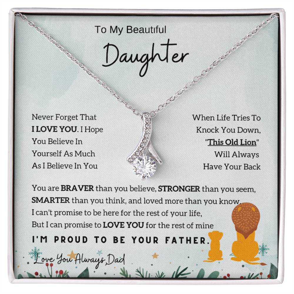 To My Daughter Alluring Beauty necklace - From Dad - Lion  Christmas Gift idea for Daughter