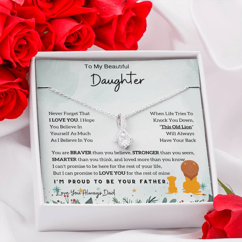 To My Daughter Alluring Beauty necklace - From Dad - Lion  Christmas Gift idea for Daughter