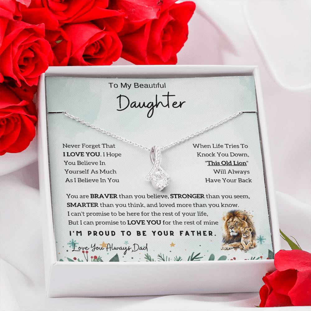 To My Daughter Alluring Beauty necklace - From Dad - Lion  Christmas Gift idea