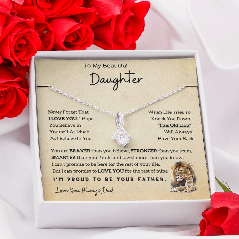 To My Daughter Alluring Beauty Necklace From Dad - Lion - Gift Idea For Daughter