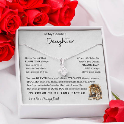 To My Daughter Alluring Beauty necklace - From Dad - Lion  Christmas Gift idea for Daughter