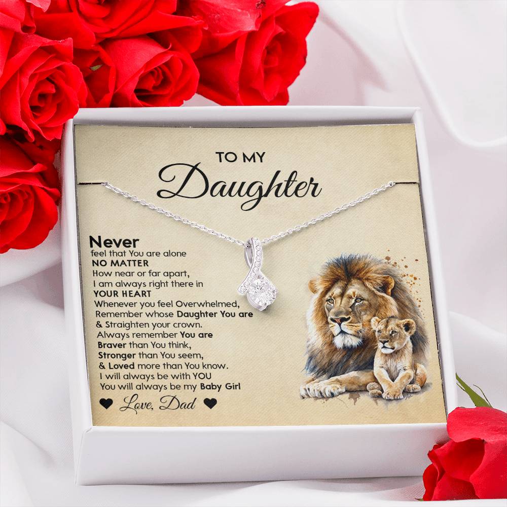 To My Daughter Alluring Beauty necklace - From Dad - Lion Gift for Daughter