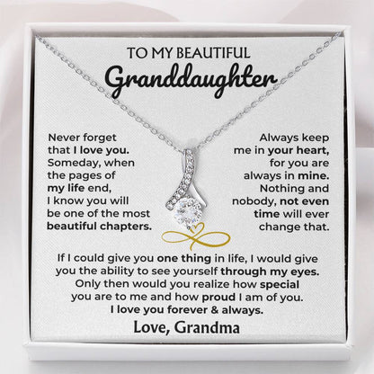 Alluring Beauty Necklace with 'To My Granddaughter' Message - Heartfelt Gift for Granddaughter