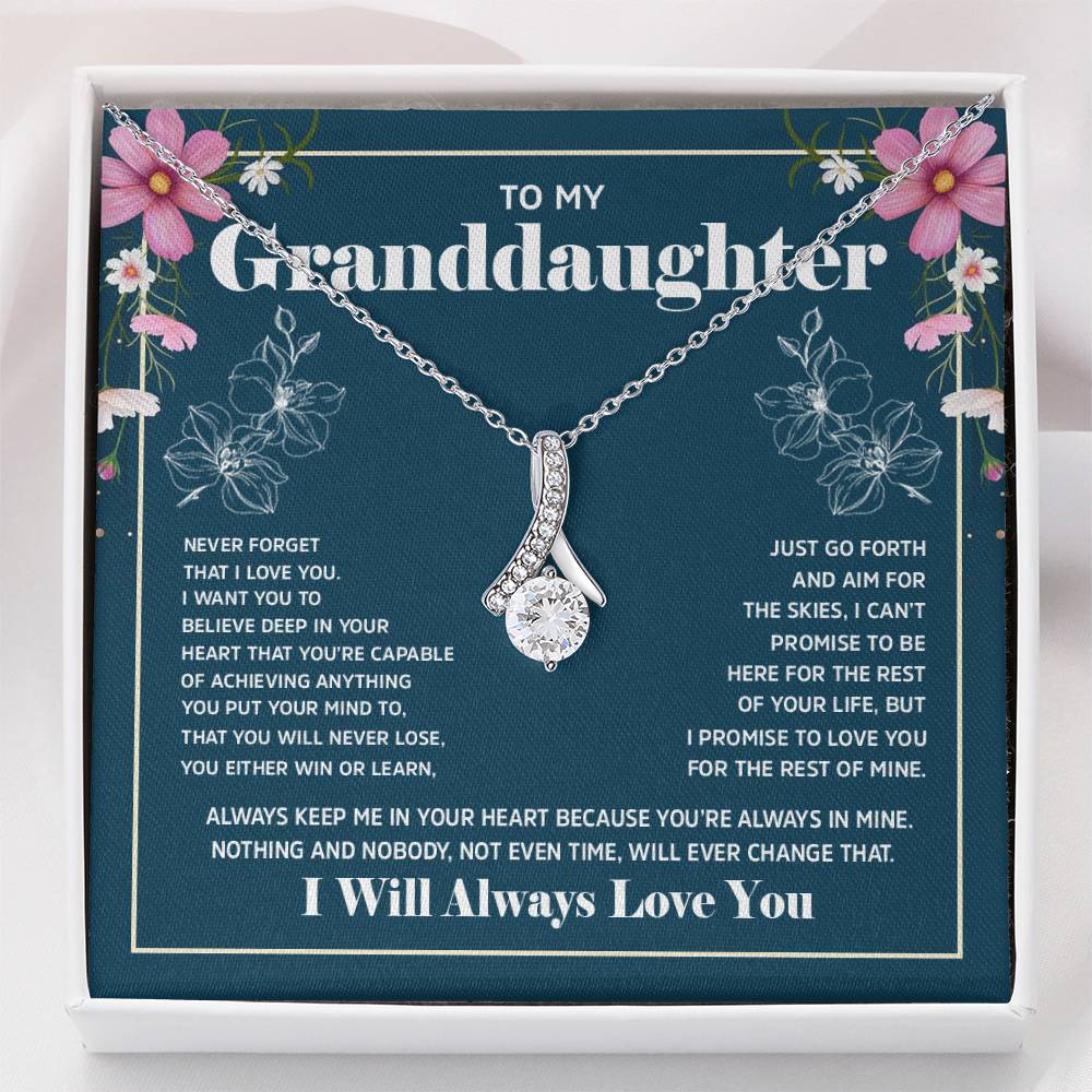 Alluring Beauty Necklace with 'To My Granddaughter' Message - Perfect Christmas Gift