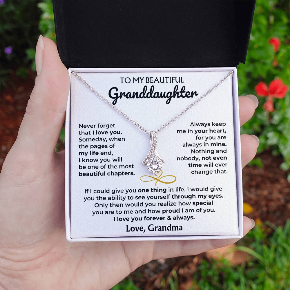 Alluring Beauty Necklace with 'To My Granddaughter' Message - Heartfelt Gift for Granddaughter