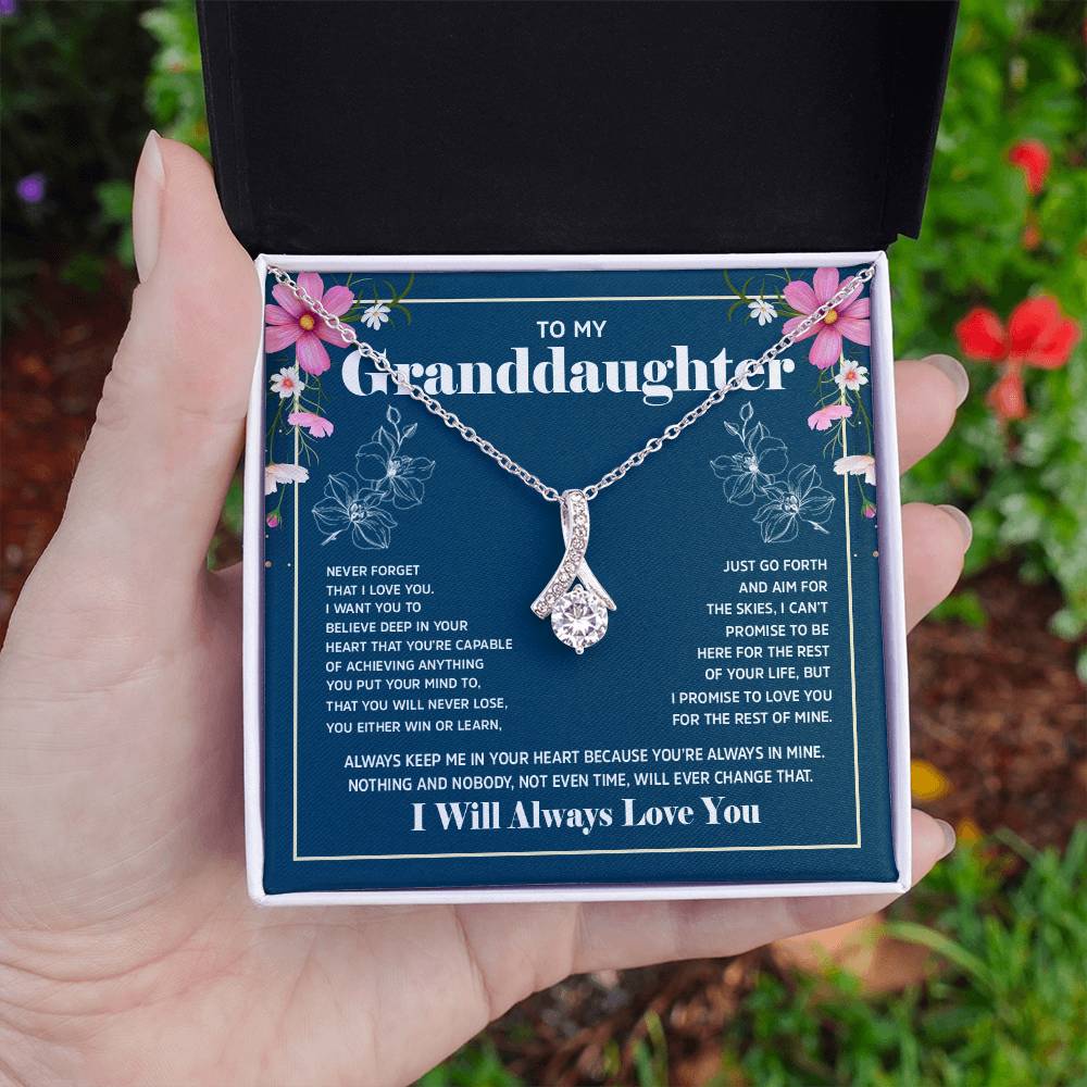 Alluring Beauty Necklace with 'To My Granddaughter' Message - Perfect Christmas Gift