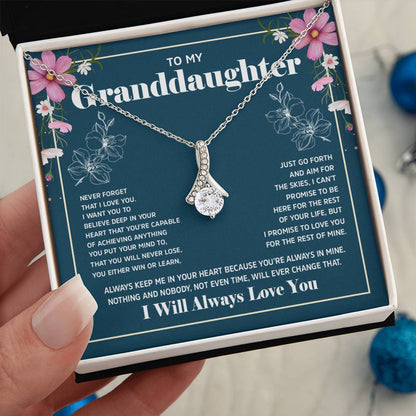 Alluring Beauty Necklace with 'To My Granddaughter' Message - Perfect Christmas Gift